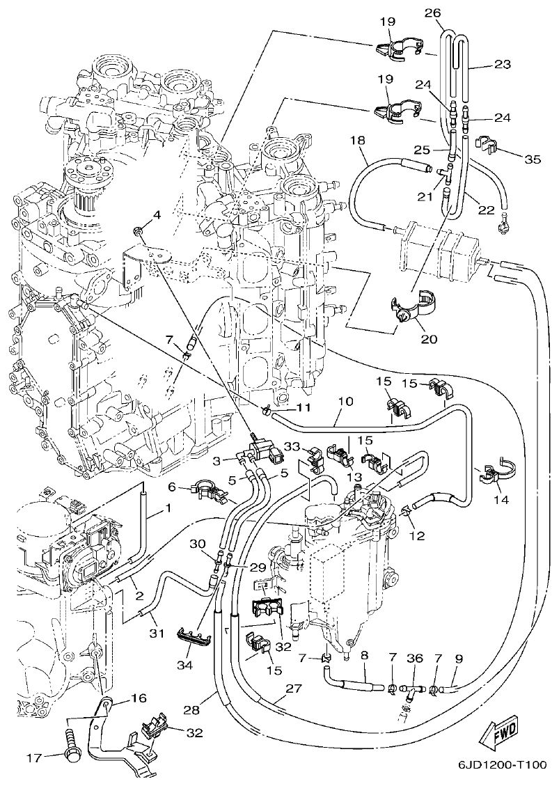 Yamaha F300DET, FL300DET INTAKE 2 parts diagram
